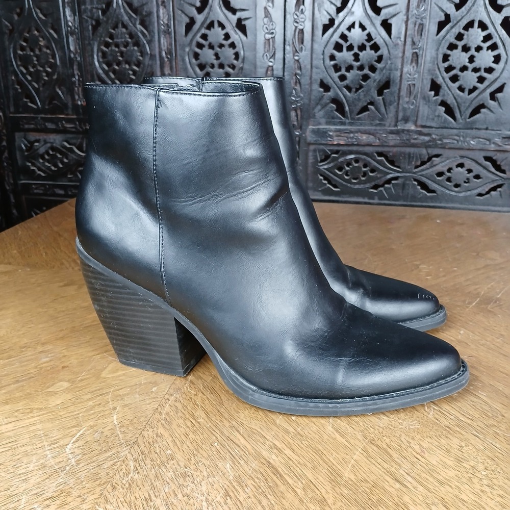 Madden Girl Boots Women 9.5 M Klick Black Ankle Booties Chunky Block Heel *READ* - Picture 3 of 9